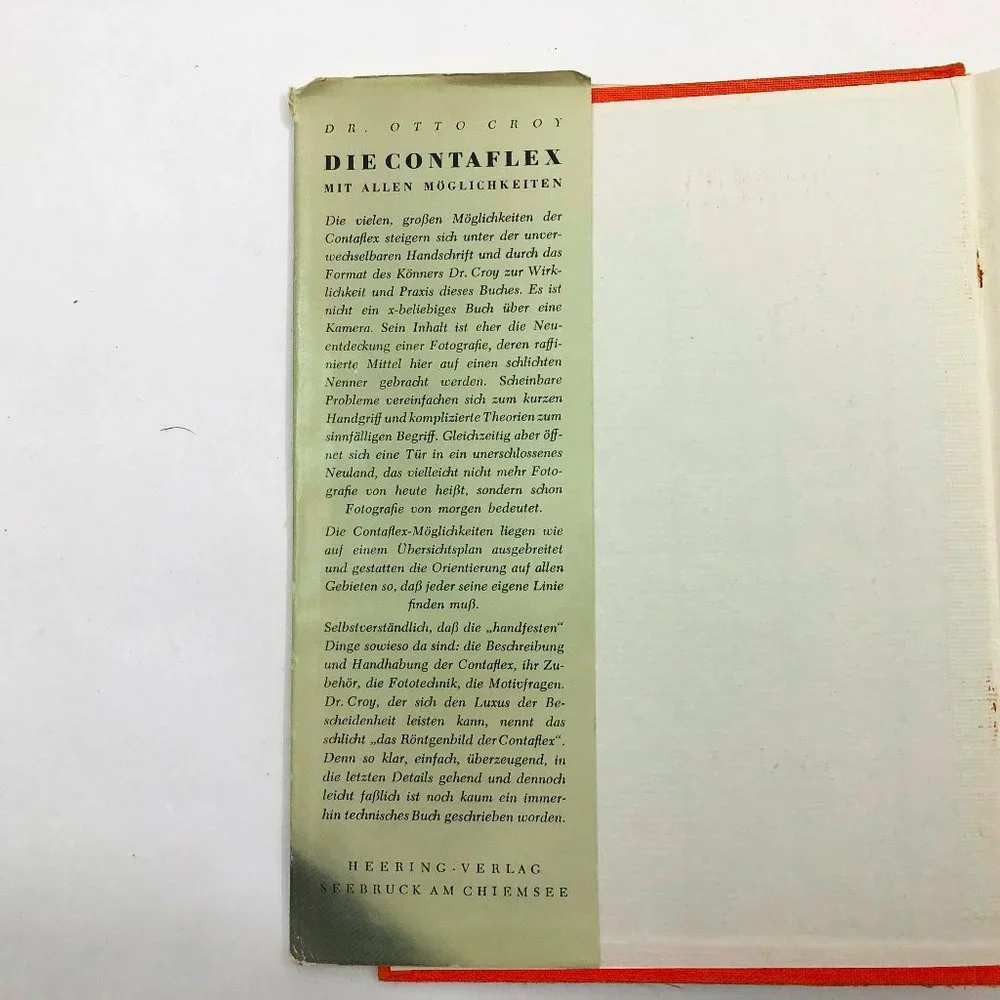 German Die Contaflex mit allen Moglichkeiten 1955 Dr Otto Croy Hardcover
